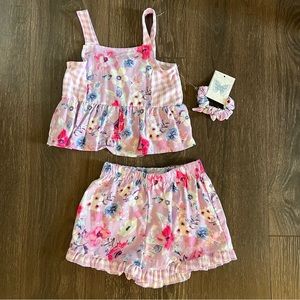 NWOT Btween Purple Floral & Gingham 3 Piece Outfit, Size 5